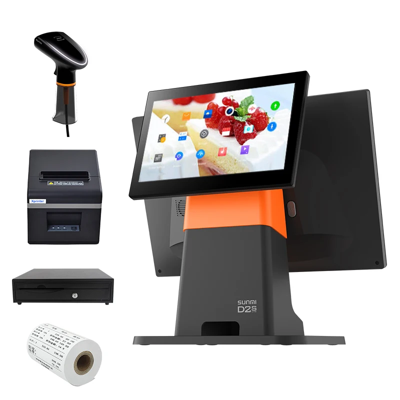 For Sunmi pos Cash Register pos system dual screen point of sale system for retail