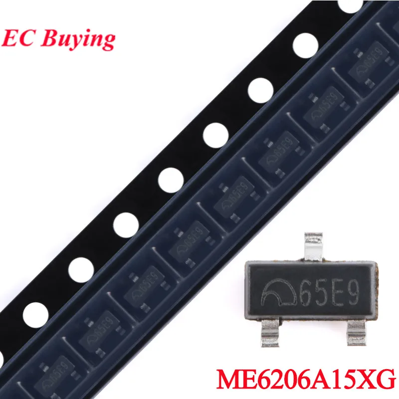 100Pcs/10pcs ME6206A15XG ME6206 ME6206A 6206A 65E9 SOT-23 1.5V Low Power Low ESR Upper Limit LDO Linear Regulator Chip IC