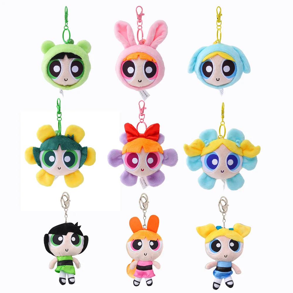 Neue 10PCS Original Die Powerpuff Girls Blossom Boomer Blasen Buttercup 3-5 "8-12CM Anhänger schlüsselbund Plüsch Puppe