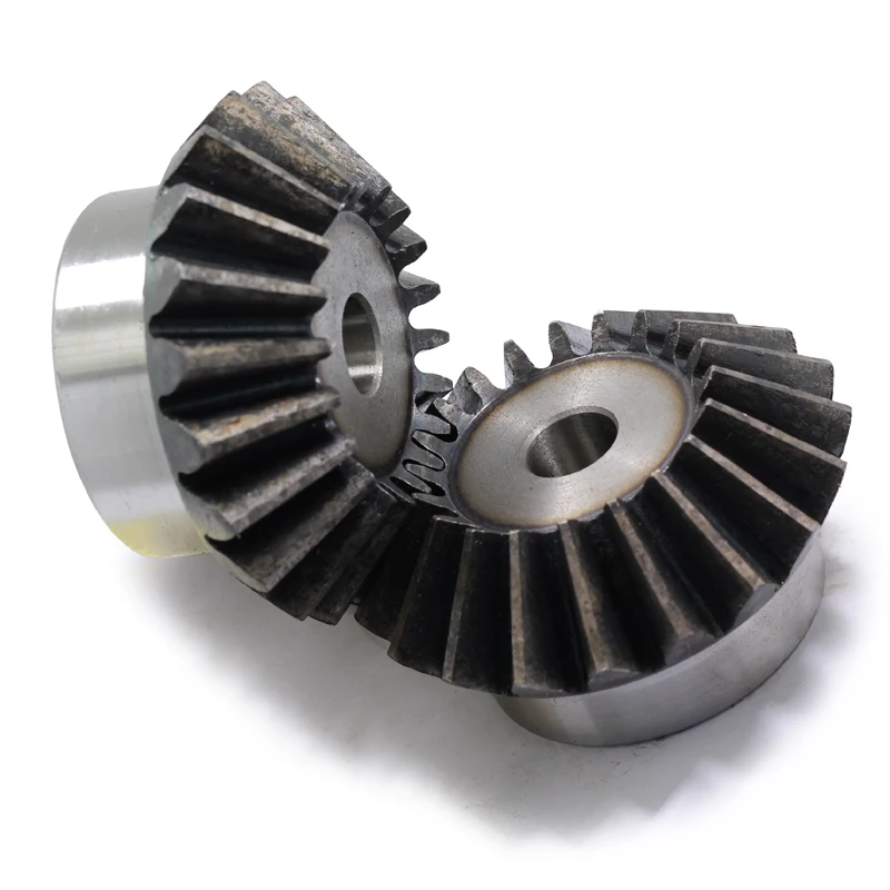 90° Bevel Gears, AISI 1045 Steel, 1:1 Ratio, Module 1M 1.5M 2M 3M, 15-40T Hardened Teeth, for Machinery Power Transmission