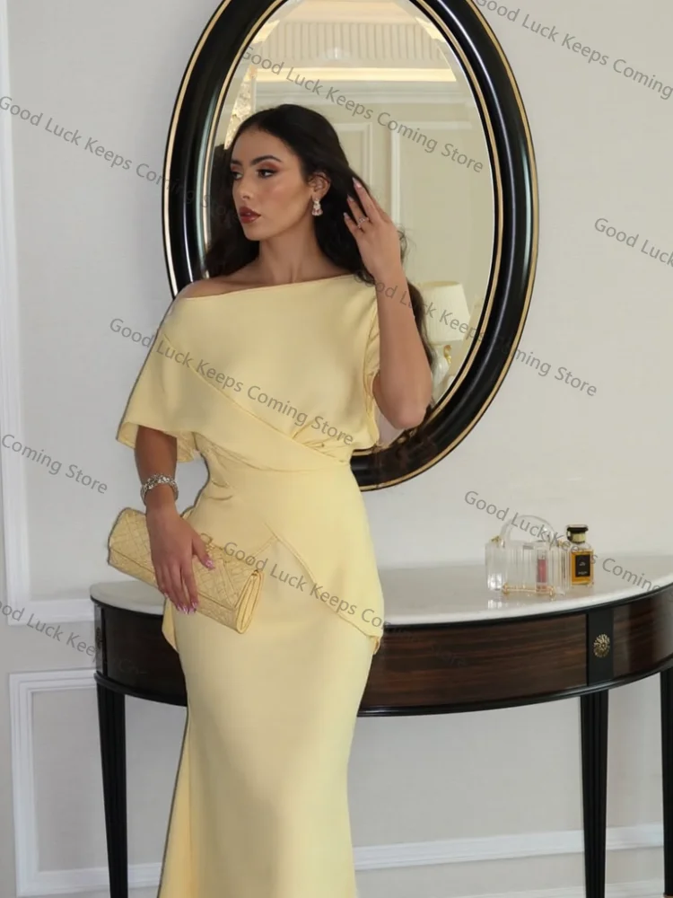 Jupe froncée en Satin solide pour femmes, manches courtes, encolure bateau, moulante, élégante, légère, de luxe, été, 2025