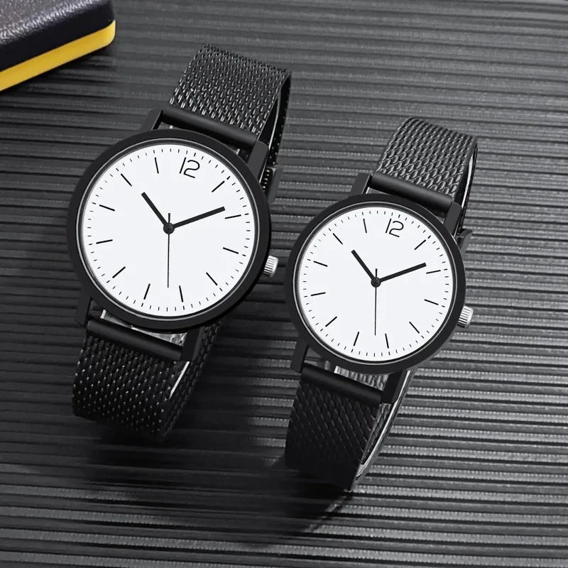 Reloj deportivo para estudiantes universitarios a la moda, reloj de pulsera de cuarzo con puntero de números simples para parejas, reloj de pulsera con correa de cuero para hombres y mujeres