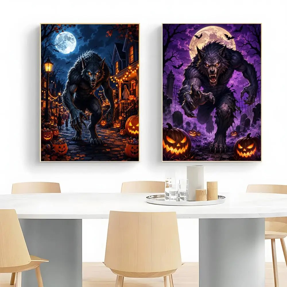 Halloween Werewolf Poster Wall Art Print Decorative Mural Home Decor Gift Unframed