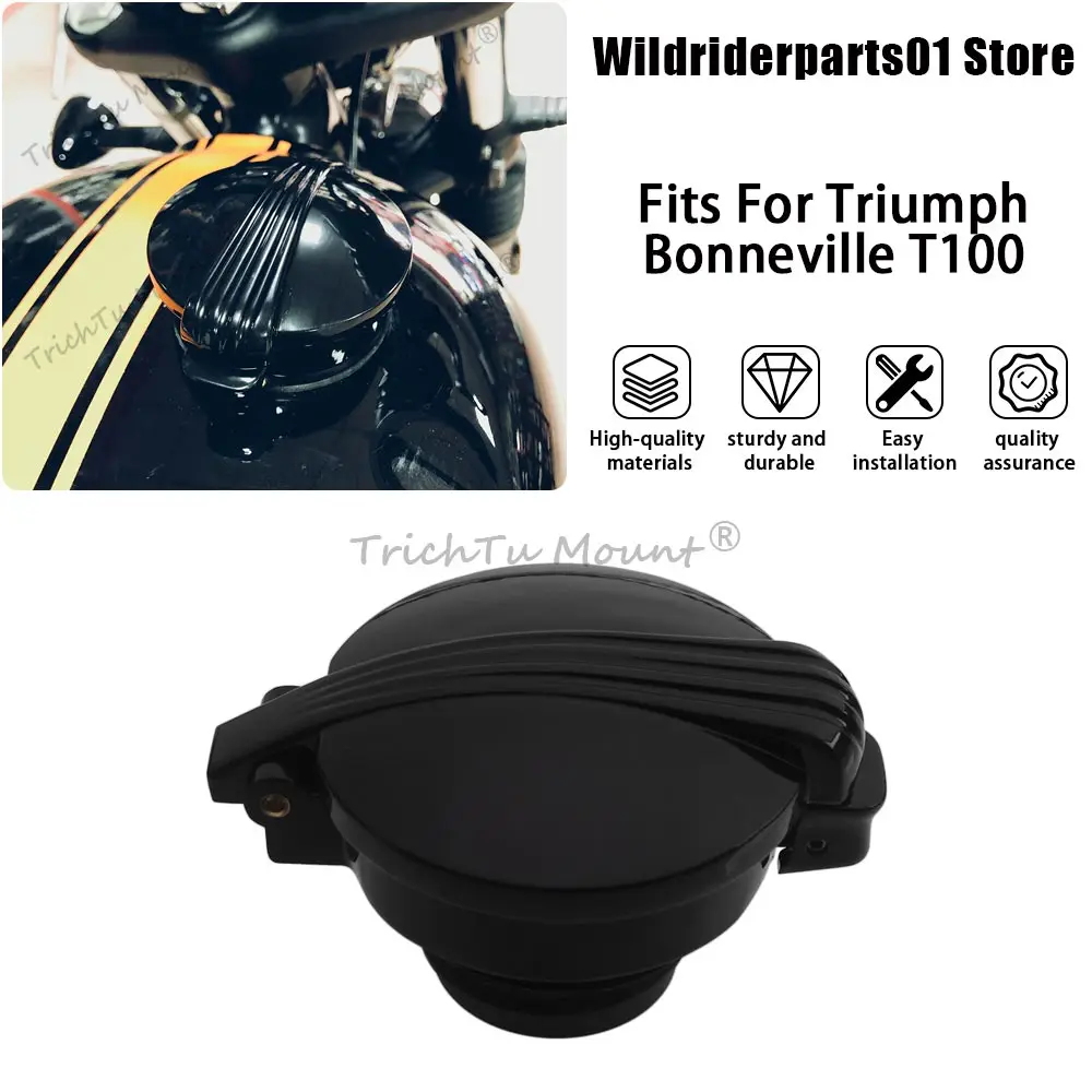 Motorcycle 1PC Oil Fuel Gas Tank Cap Cover Aluminum Vivid Black Accessory For Triumph Scrambler 1200 XC Thruxton 1200 Thruxton R