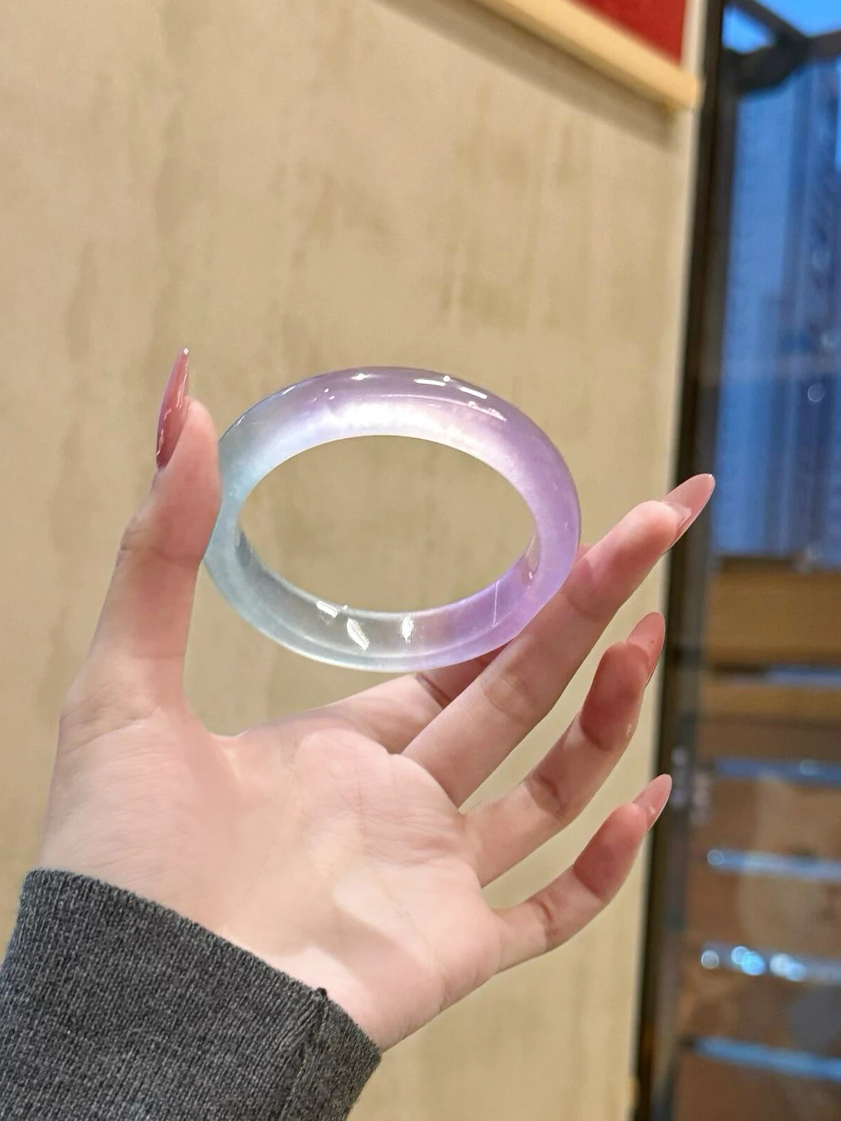 Pulsera de calcedonia de ágata Natural, pulsera de jade degradado, pulsera de jade de círculo vertical, nueva jade de cuarcita como regalo