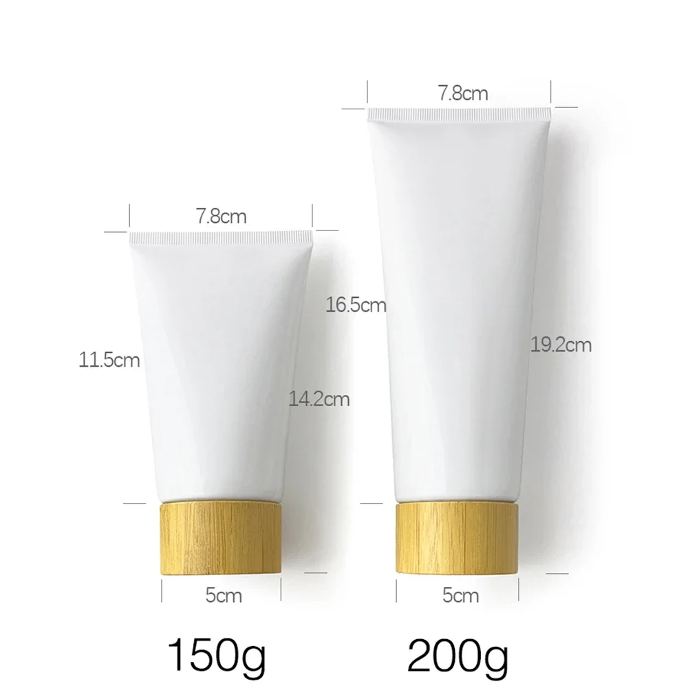 150ml 200ml 300ml Cosmetics Bamboo Lid Squeeze Bottle 150g 200g 300g Empty Soft Tube Body Cream Lotion Refillable Container