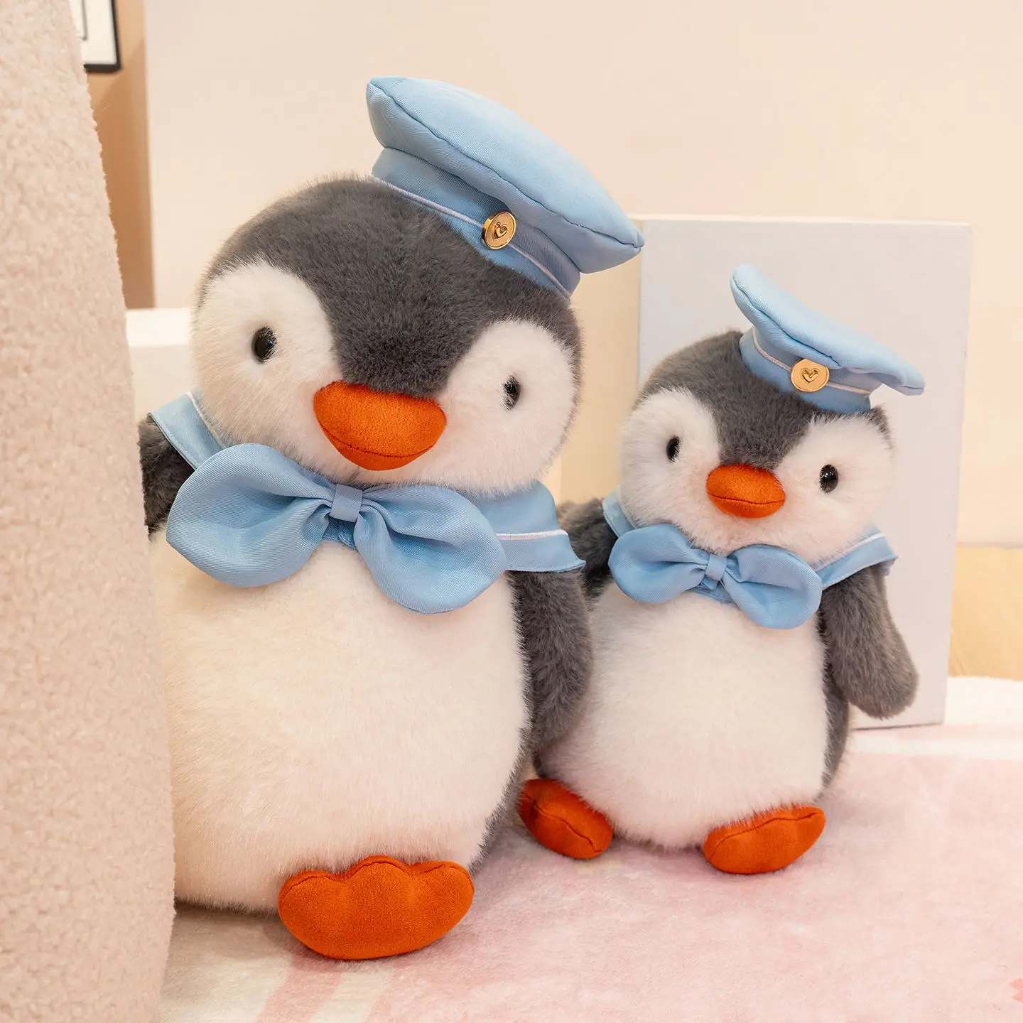 Kawaii Marineblaues kleines Pinguin-Plüschtier, gefüllte Puppe, süßes kuscheliges Baby-Kindergeburtstagsgeschenk für Mädchen, weiches, beruhigendes Tierkissen