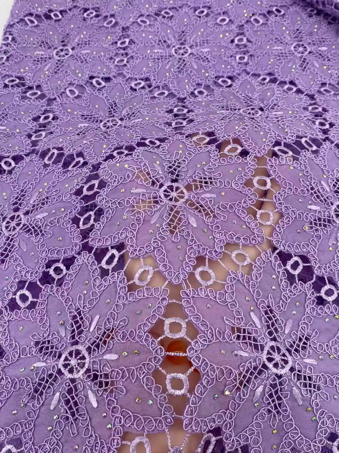 

African Nigerian High-Quality Cotton Wedding Tulle Lace Fabric 2025 French Water Soluble 5 Yards for Party Dresses Sewing Women