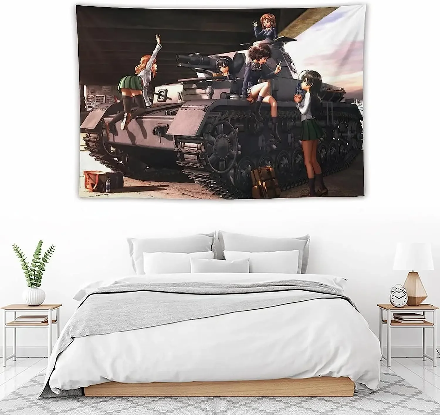 Japanese Comedy Anime Girls Und Panzer Poster Polyester Tapestry Prints Room Aesthetic Wall Art Bedroom Tapestries Walls