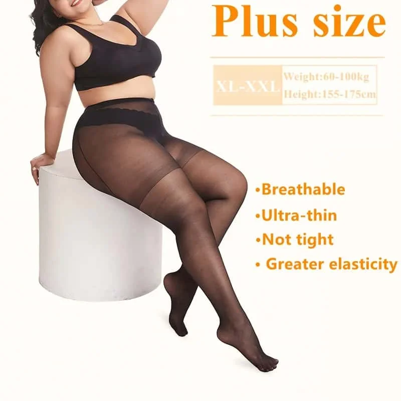 3PCS/SET Plus Size Ultra Thin Sheer Pantyhose Summer Breathable Slim Tights No Ride Up Transparent Stockings for Women 3XXXL