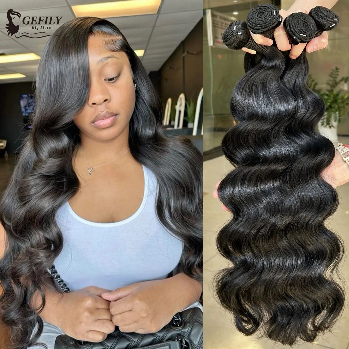 

16A 100% объемная волна, пучки человеческих волос, бразильское плетение, 30-дюймовые натуральные черные костяные необработанные волосы, 3 4 пучка наращивания волос