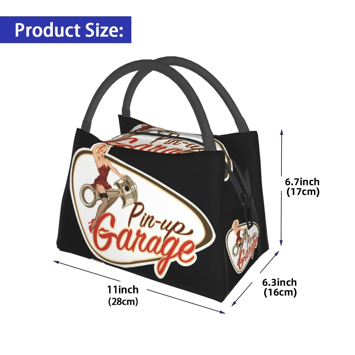 Pin Up Garage Retro Rockabilly Design Lunch Bags, Isolé, Boîte à bento, Portable, Fourre-tout, Sacs de pique-nique, Glacière pour femme, Enfant, Bureau