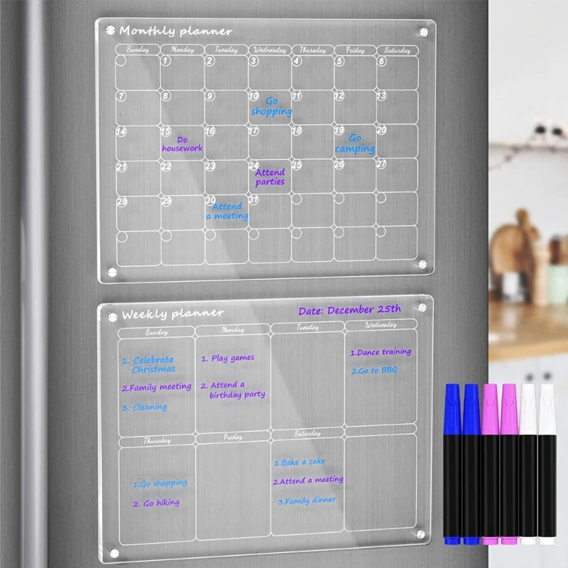 Acrylic Magnetic Calendar Planning Board Multipurpose Household Decoration for Bedroom Dormitory Handwriting Accessory