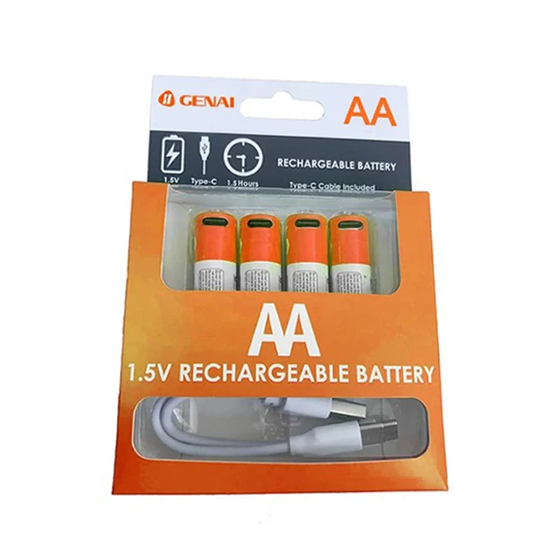 AA Battery 1.5V AA 2600mAh USB rechargeable li-ion battery for Multimeter Microphone  remote control mouse+ Cable