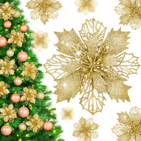 Artificial Christmas Flowers, 14 Pieces