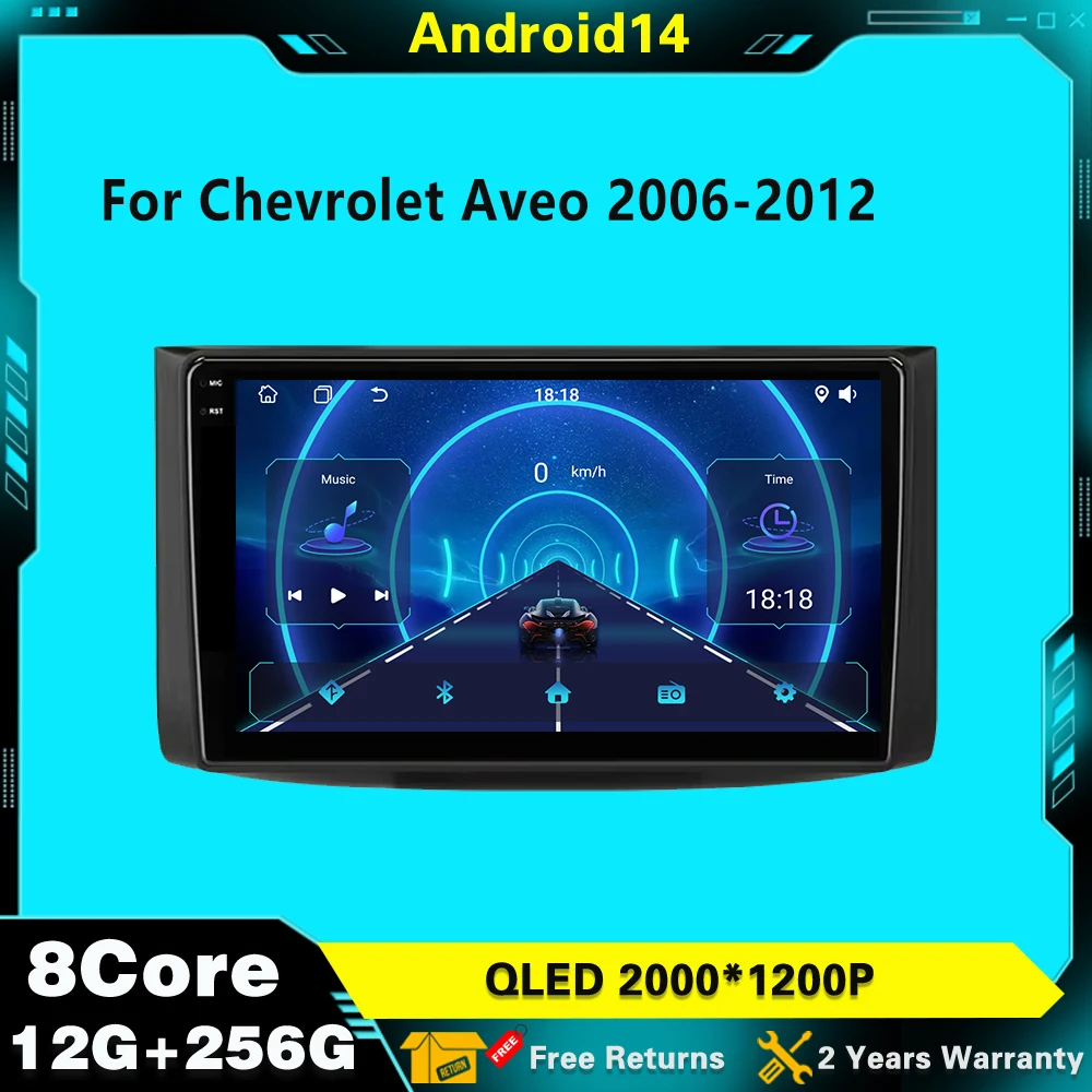 

9 inchi Android 14 Multimedia Video Player GPS WIFI Carplay Auto Stereo HeadCar Radio For For Chevrolet Aveo 2006 2007-2012