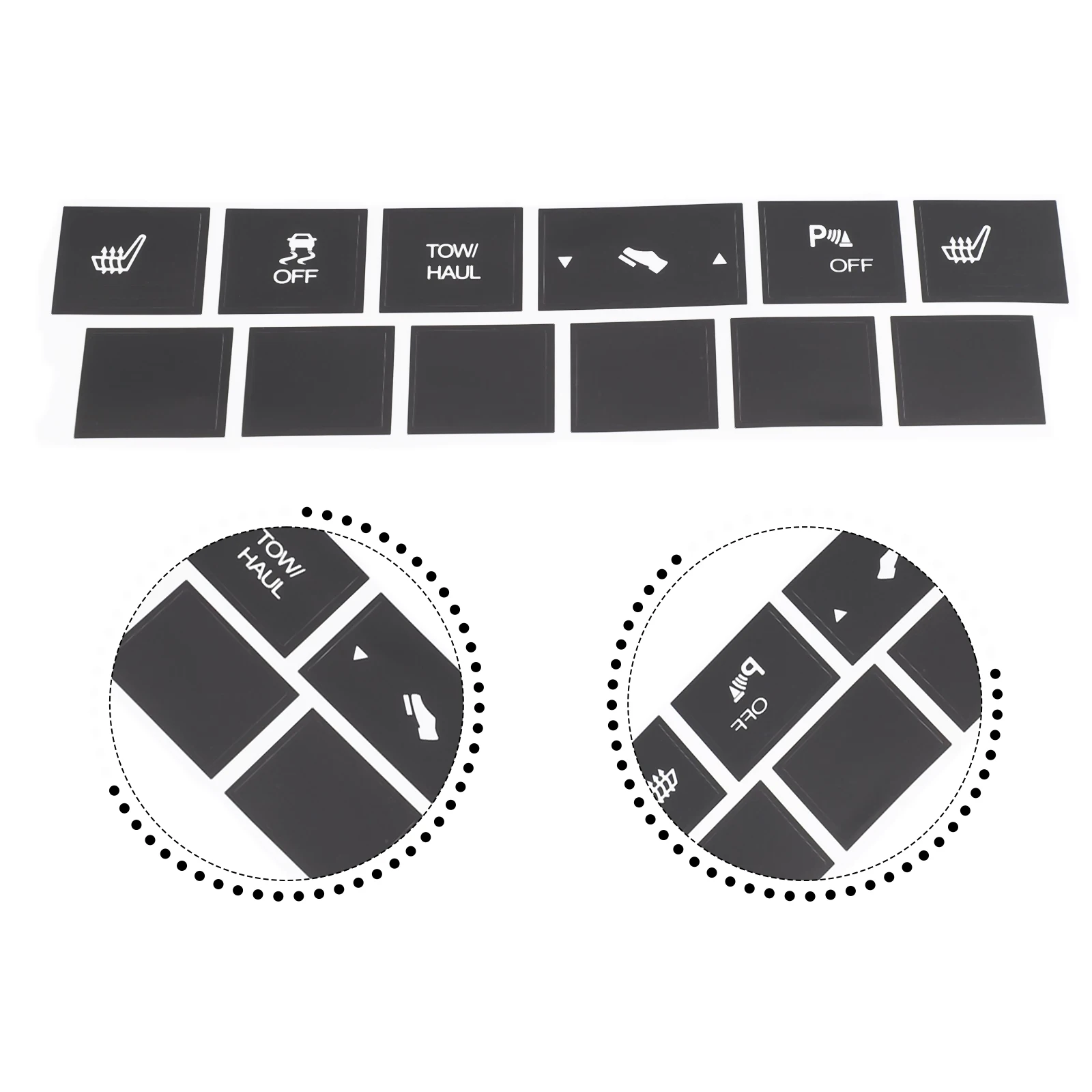 Part Sticker Black For Cherokee Heated Repair Sticker Set Tool Traction Button Vinyl 2005-2009 Accessories High Quality