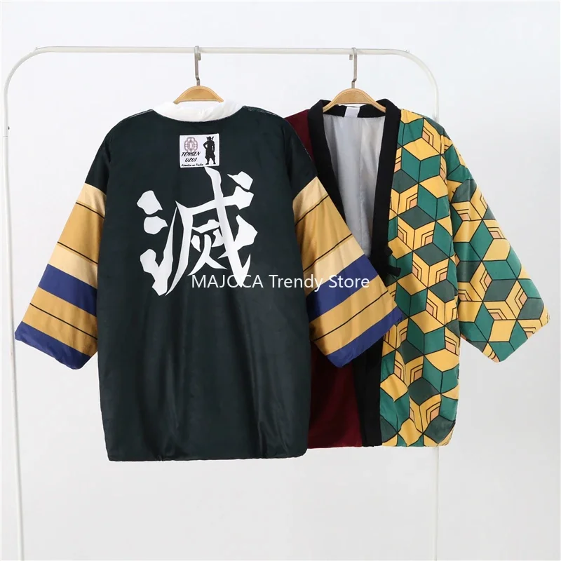 Hanten Coats Kimono Winter Haori for Women Men Jackets Cartoon Anime Kimetsu No Yaiba Yukata Homewear Pajamas Japanese Clothes