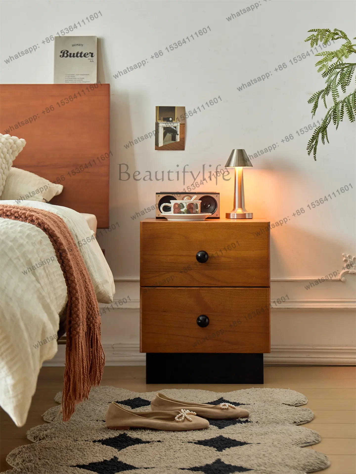2026 new solid wood bedside table household bedroom small very narrow bedside table