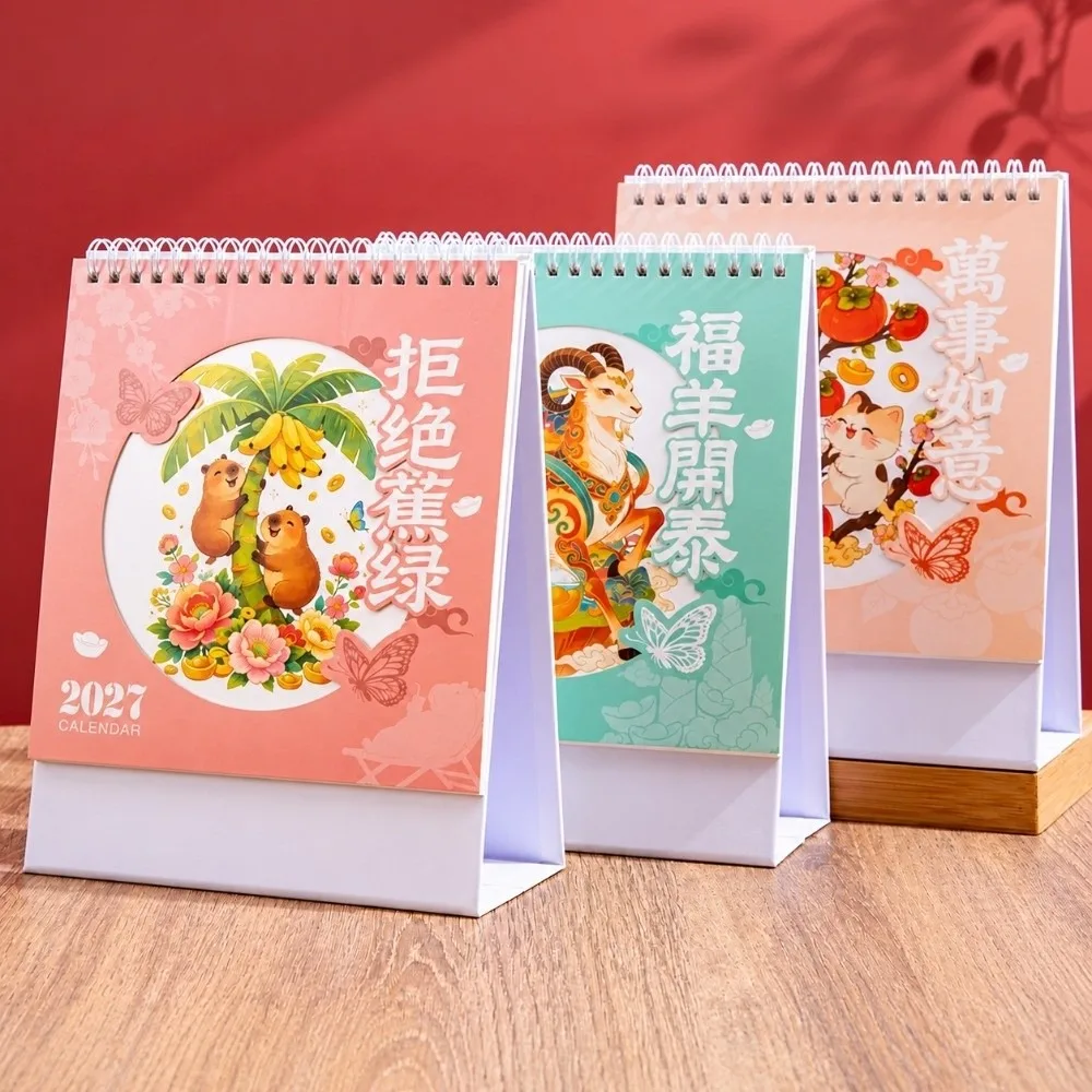 Spiral Bound Desk Calendar Habit Tracker Daily Note Desktop Calendar Writing Space Standing Desktop Ornament Study Planning