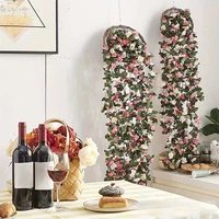 250CM Artificial Rose Flowers for Wedding Home Room Decoration Autumn Garden Outdoor Arch Christmas Rattan DIY Fake Plants Vine 3