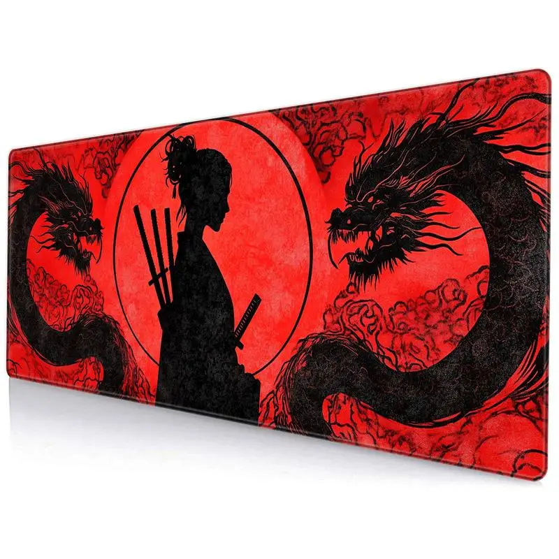

Japanese Samurai Dragon Mouse Pad, Non-Slip Gaming Office Desk Mat, Anime Gamer Pad Accessory