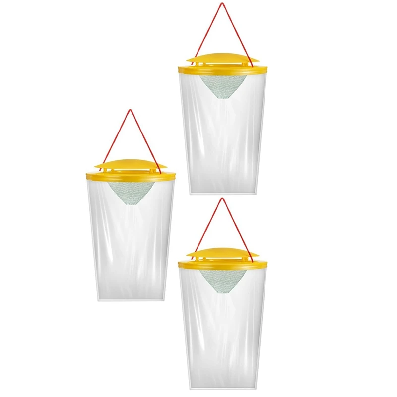 

3 Pack Fly Traps Outdoor, Fly Catcher Hanging Outdoor Garden Hanging Flycatcher For Outside Farms, Chicken Coops