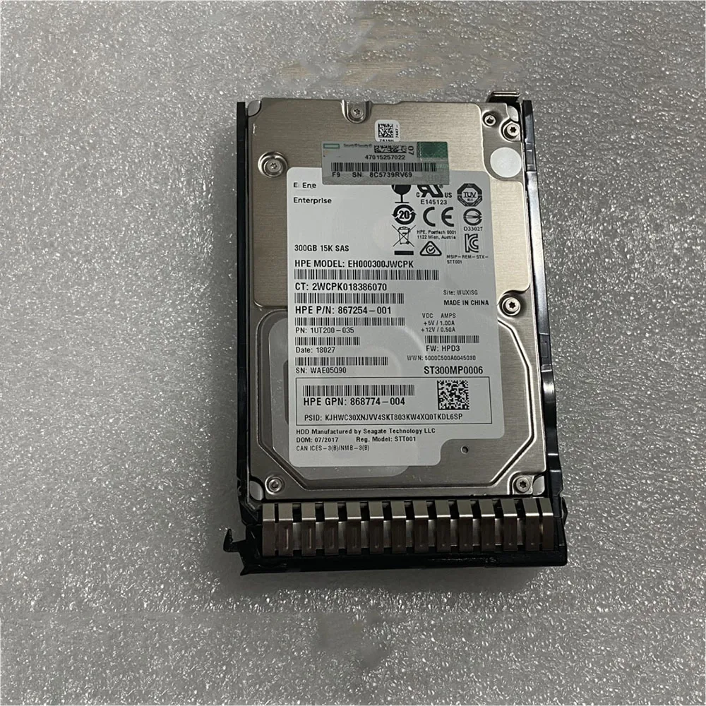 300GB For HPE G9 G10 870753-B21 870792-001 867254-001 Server Hard Disk 300G 15K SAS 12G 2.5