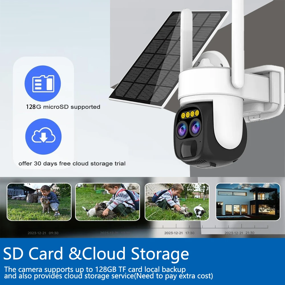 5K عدسة مزدوجة 10x PTZ Zoom O-Kam الشمسية اللاسلكية 24/7 بطارية منخفضة الطاقة واي فاي 10MP الملونة للرؤية الليلية PIR كشف الكاميرا الشمسية #6