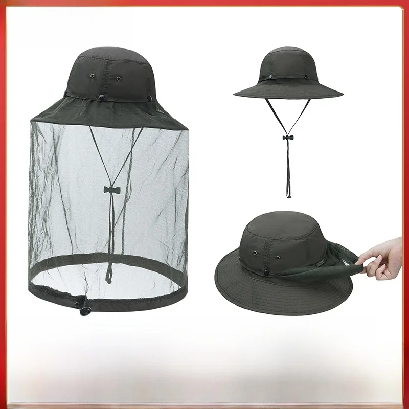 釣り用帽子-サンシェード-メッシュ-養蜂-メンズ-レディース-アウトドア-キャンプ-旅行帽子-夏-春-秋-季節限定-ラウンドトップ-大きなつば付き帽子