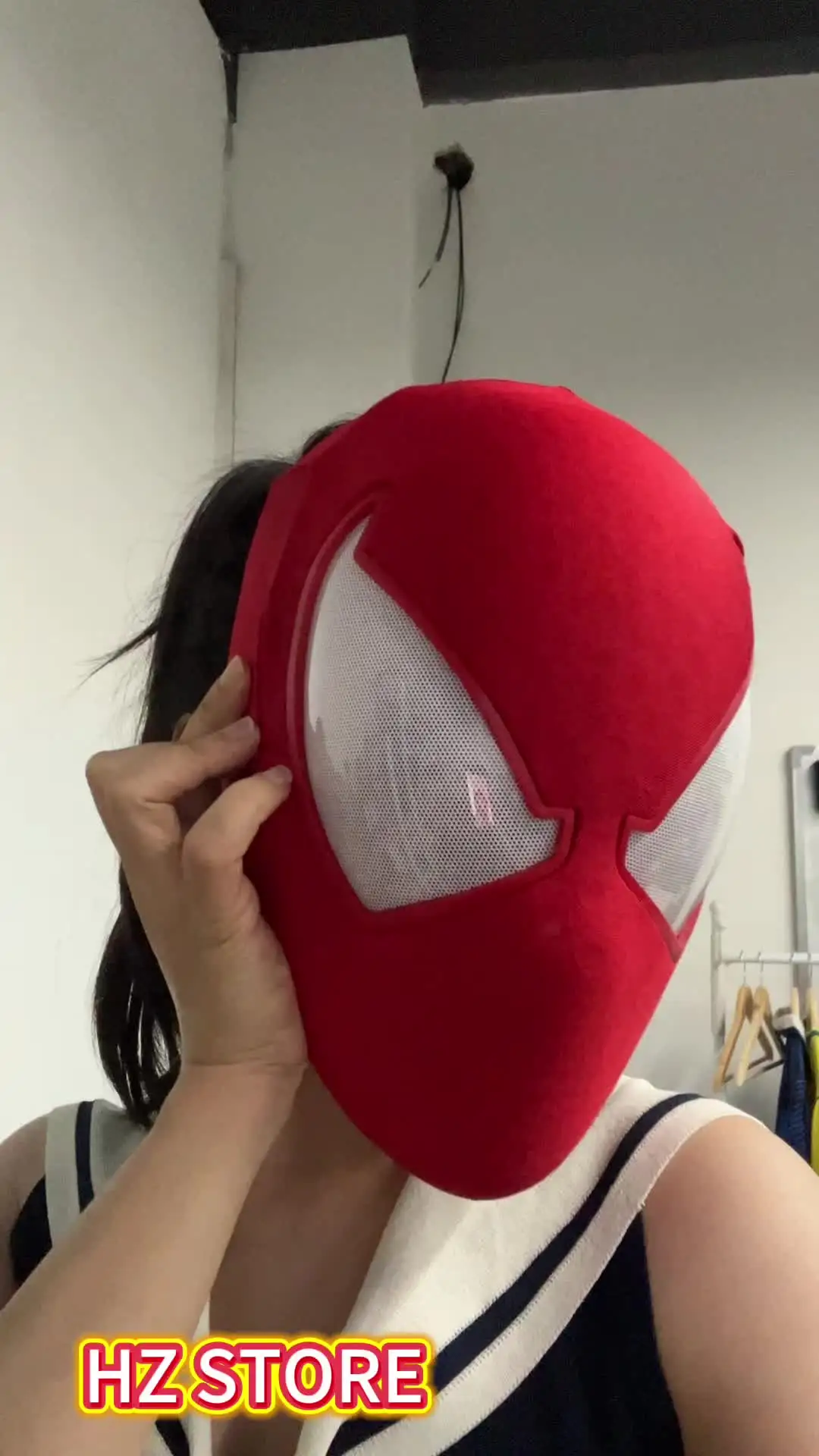【Happy】スパイダーマンハイクオリティ マスクレプリカ赤のみ カスタマイズされた赤いスパイダーマンマスク、フェイスシェルと磁気