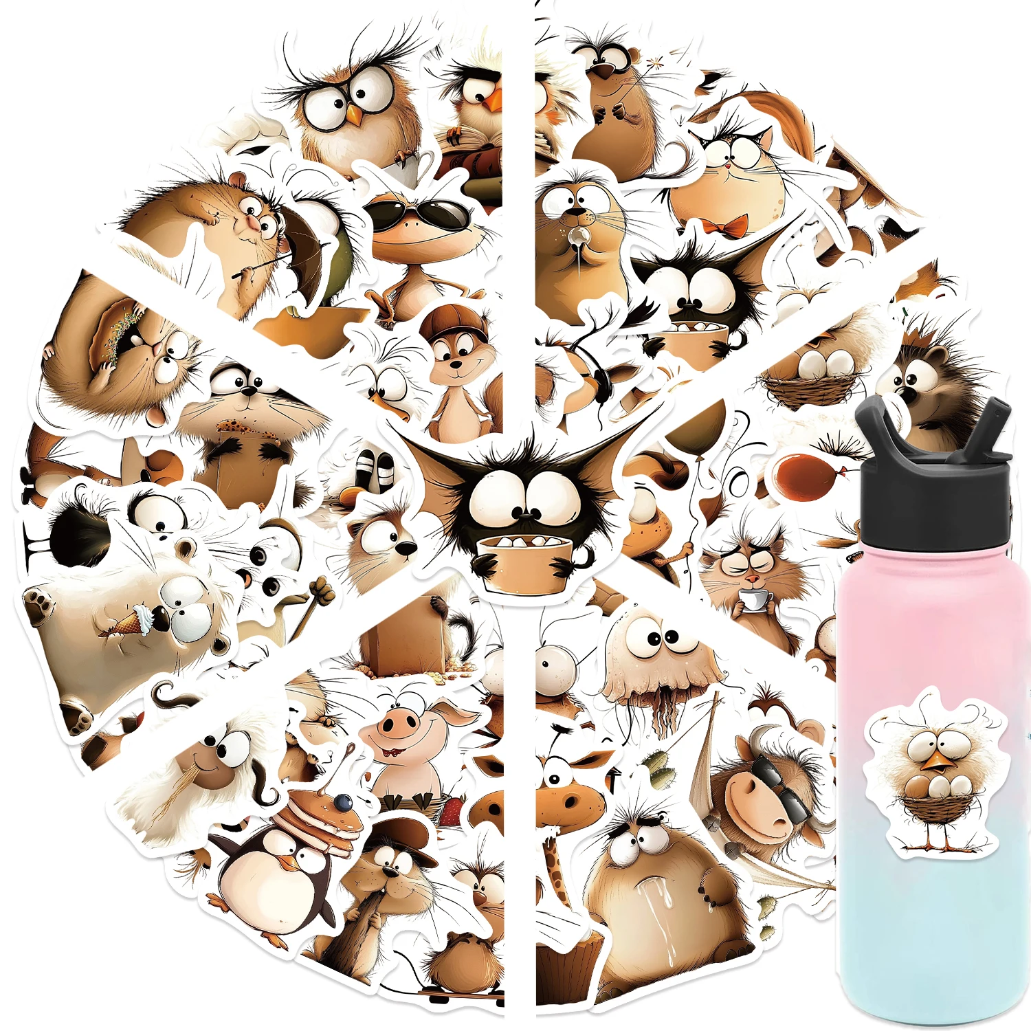 50PCS Animal Art Stickers Rabbit Frog Various Animals Collection Decor Notebook Luggage Motorcycle Laptop Refrigerator Sticker