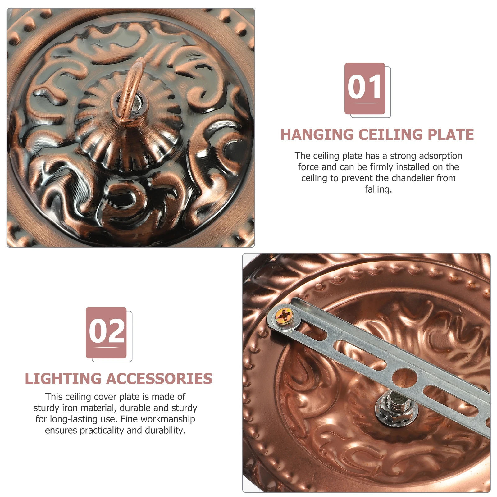 

Ch Hook Heavy Duty Iron Vintage Ceiling Cover Plate Light Canopy Mounting Bracket Suitable Different Spaces Easy