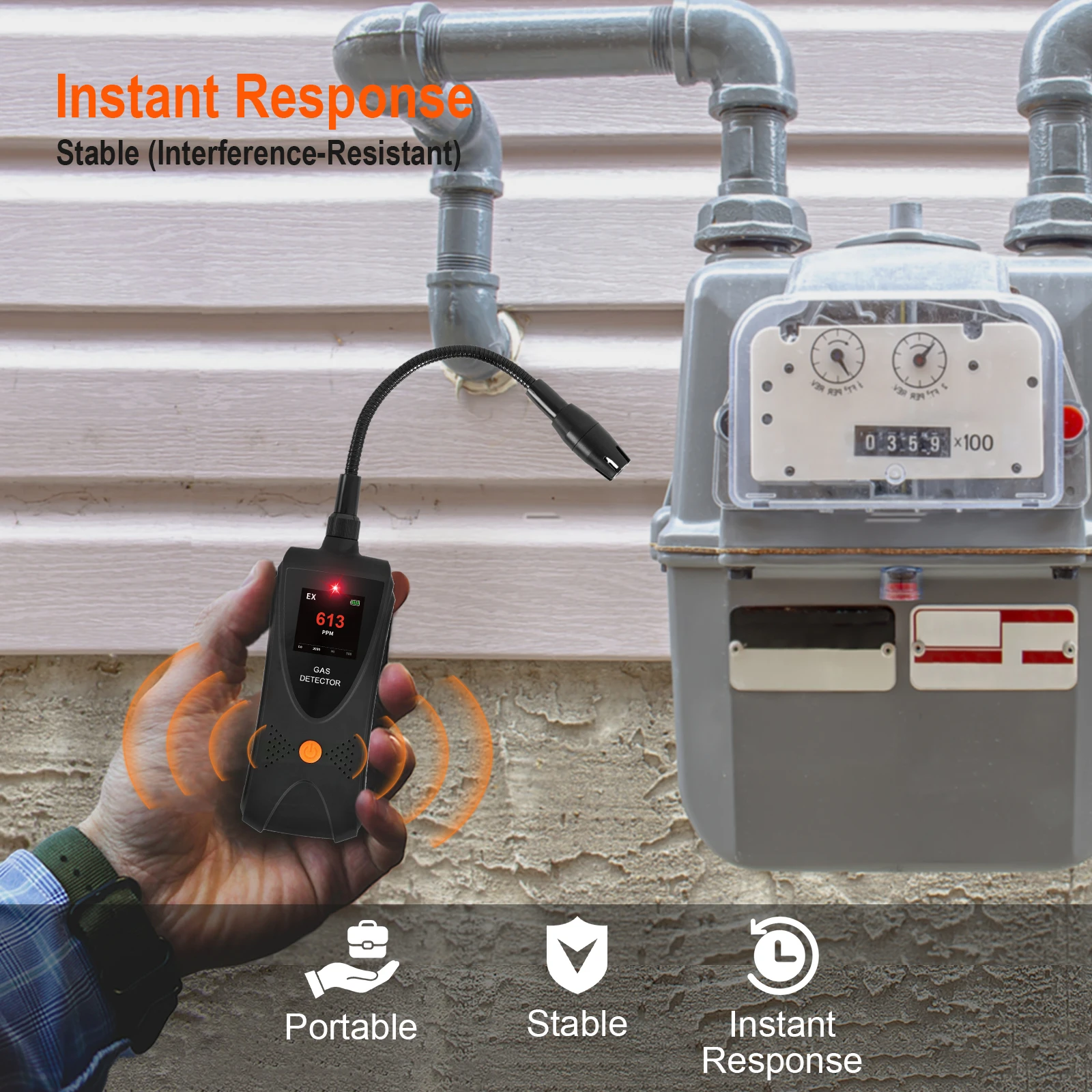 Aikesi detector de gás portátil de alta sensibilidade JLY-80 analisador de gás combustível com sensor flexível detector de vazamento de gás de pescoço