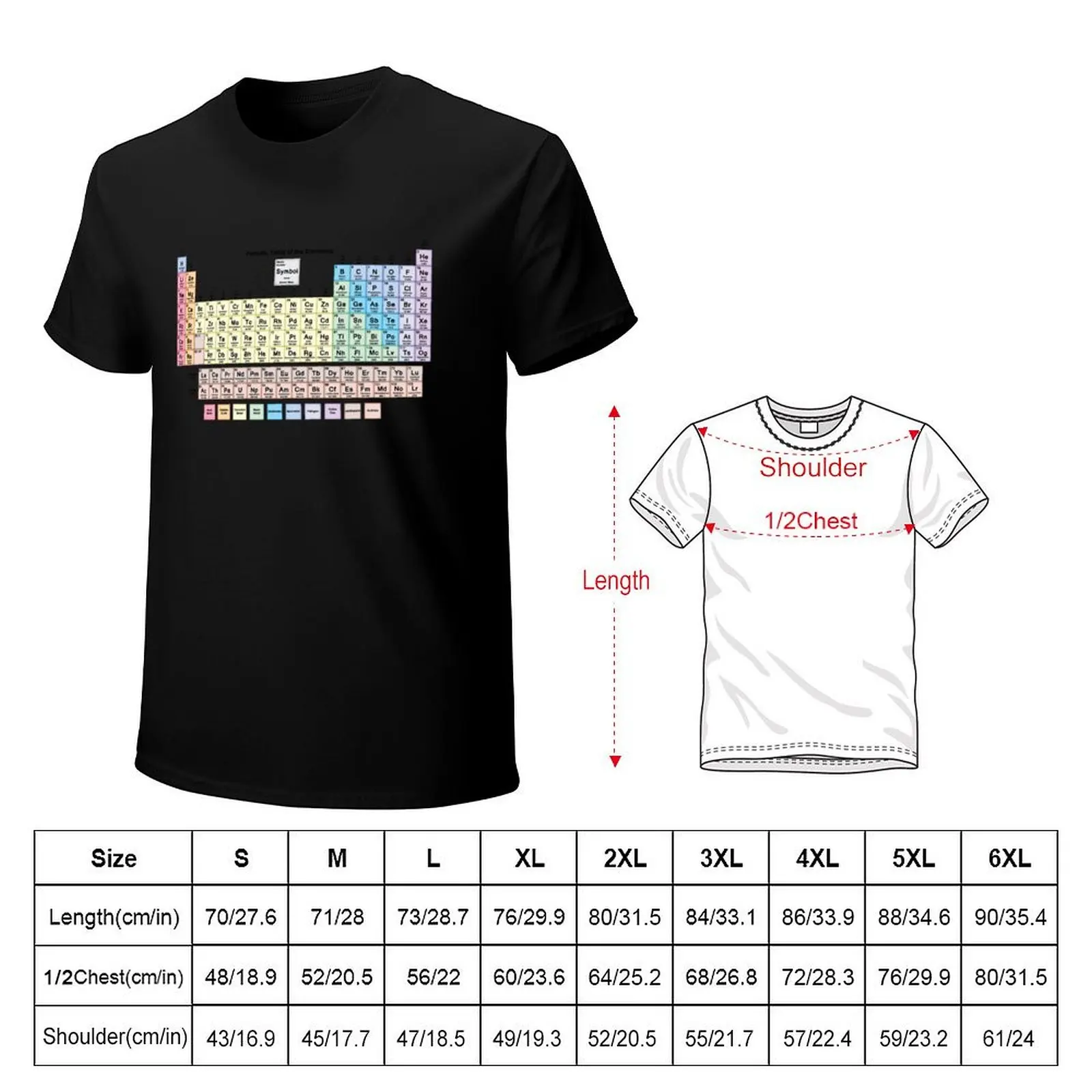 Periodic Table with all 118 Element Names T-Shirt Christmas Casual Tee Shirt