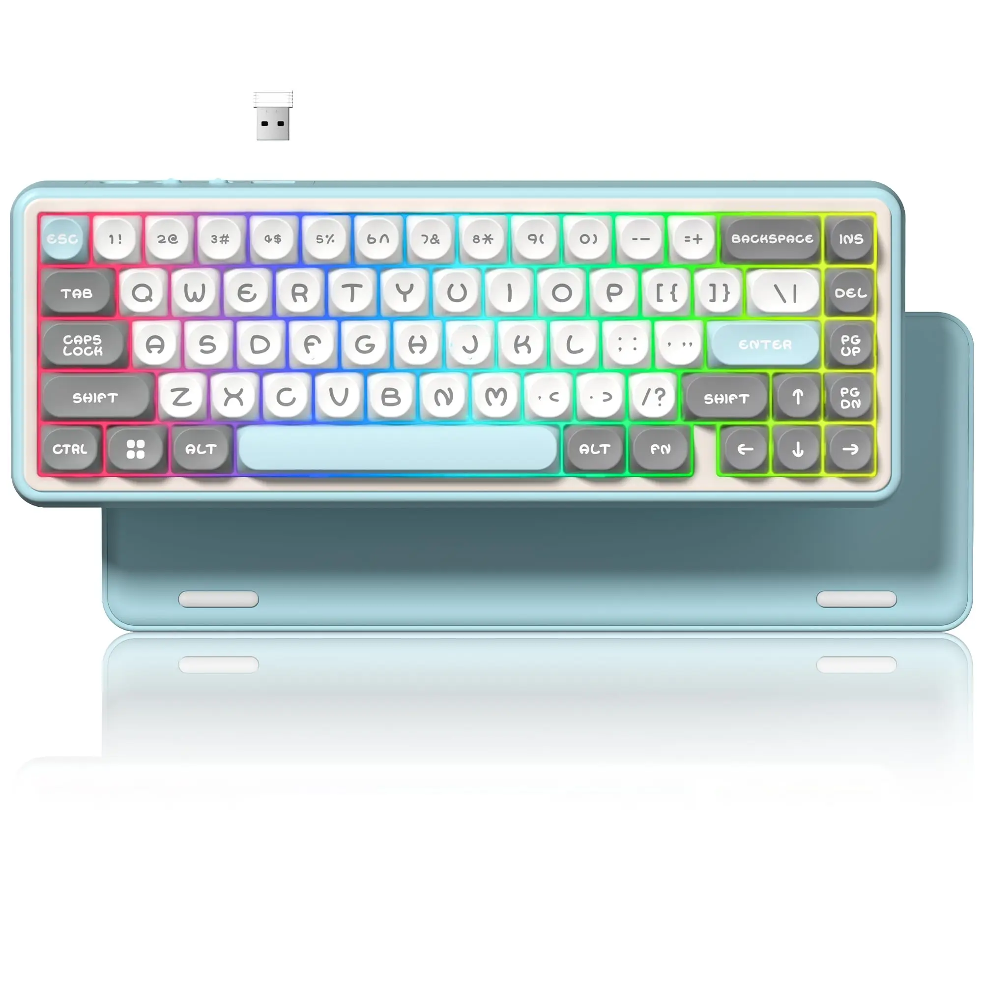 

Womier WK60 Blue Grey Gasket Mount Gaming Keyboard Hot Swap 3-Mode Mechanical Keyboard RGB Wireless Gamer Keyboard for Win Mac