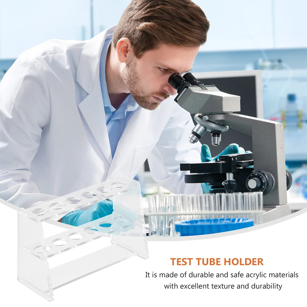 

2Pcs Test Tube Rack Acrylic Dual-Layer Transparent Tube Holder Laboratory Experiment Organizer Stand Clear