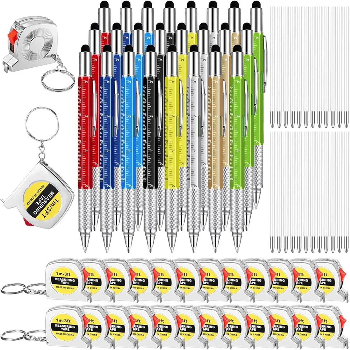 

Multifunctional Pen Giftset Includes Tape Measure, 6-In-1 Practical Pen, Suitable for Men'S Birthday Party Favors, 24PCS