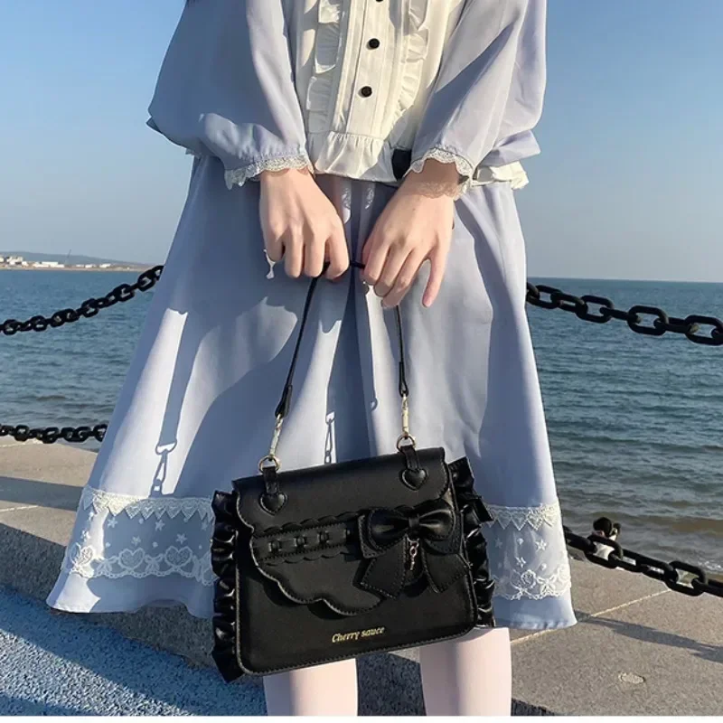 Sweet Ita Bag 2024 elegante Lolita Bag Ladies Cute Girls Bow Crossbody Bag popolare JK Uniform Shoulder Bag autunno Bolso fuchesi