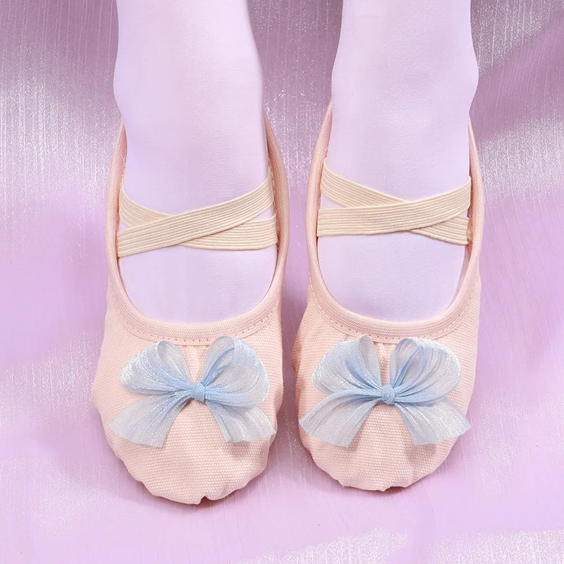 Canvas Girl Dance Shoes Modern Dance Shoes Women Ballet Shoes Bow Solid Ballet Girl Women's Platform Heel Ballerinas Woman