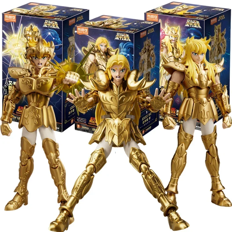 BLOKEES Original Saint Seiya CHAMPION CLASS Aries Mu Leo Aiolia Scorpius Milo Assembled Action Figure Anime Toys Christmas Gift