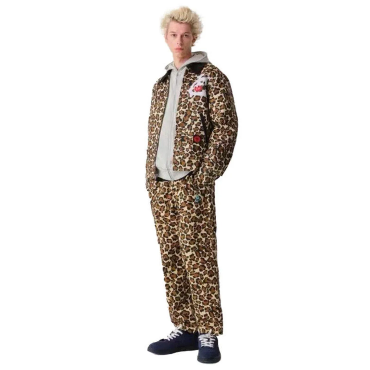American Streetwear Trend Leopard Print Lightweight Twill Canvas Casual Pants for Men
