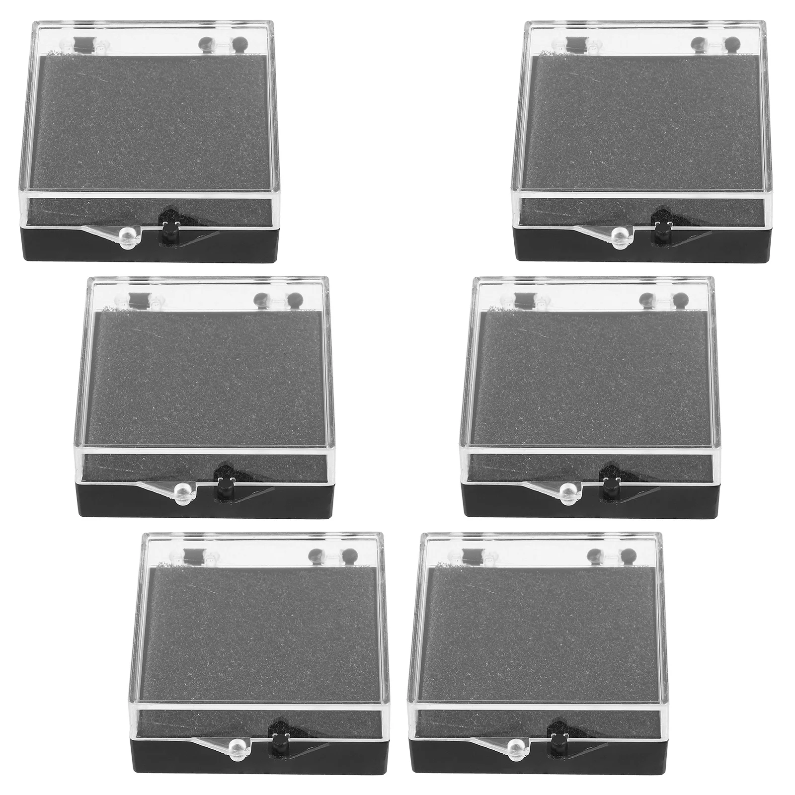 

6pcs Badge Display Box Cabinet Brooch Storage Holder Clear Lid Desktop Organizer For Jewelry Shop Home Use Display Case