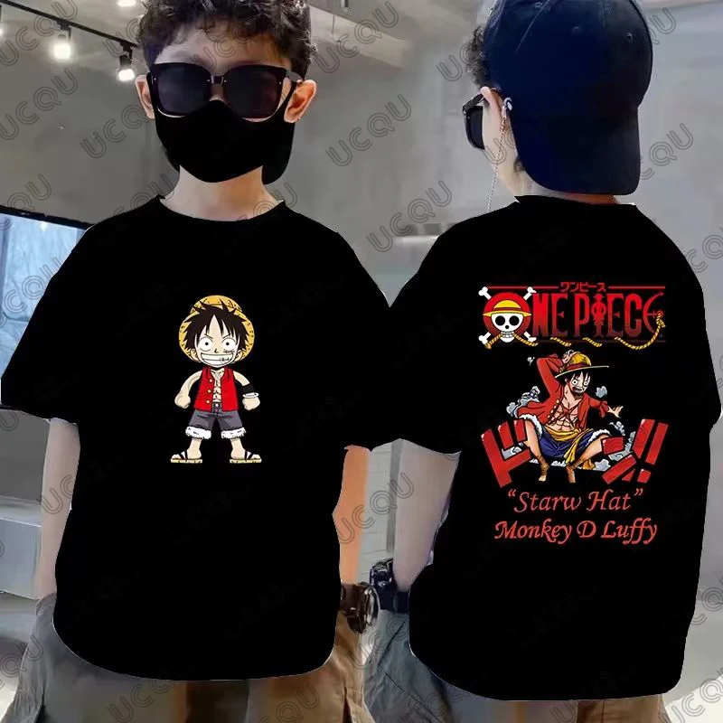 

Цельная хлопковая детская футболка с принтом японского аниме D.Luffy, летние футболки с короткими рукавами, повседневные топы для косплея для детей/взрослых