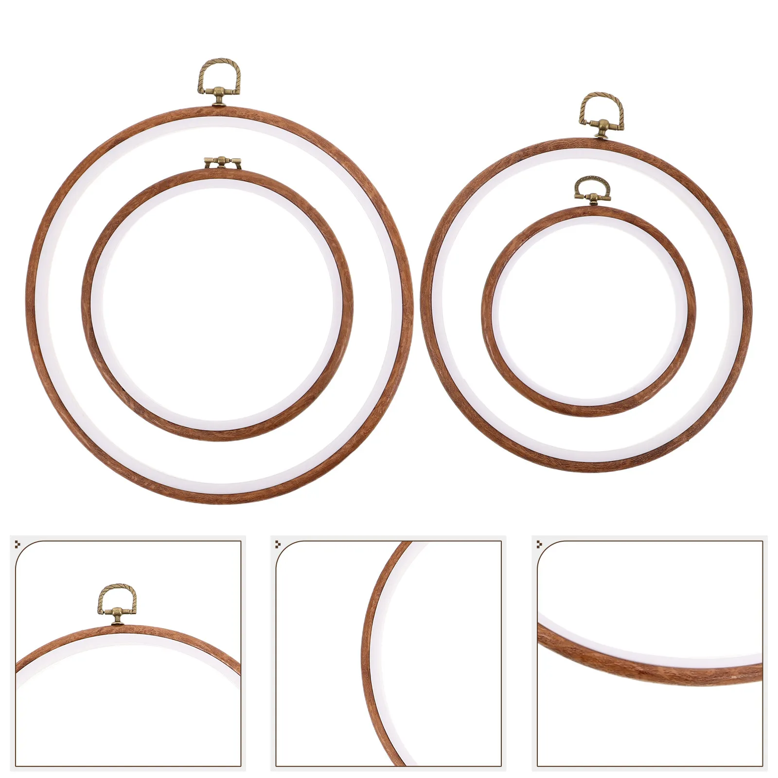 

4Pcs Embroidery Hoop Imitated Wood Round Frame Plastic Cross Stitch Ring DIY Needlework Craft Sewing Decoration Accessories