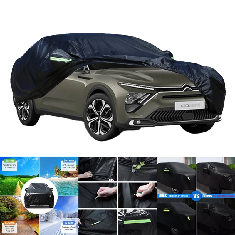 

Всепогодные автомобильные чехлы для Citroen C5 X 6-в-1, водонепроницаемые, пылезащитные, УФ-защитные, снежные, устойчивые к царапинам, защита