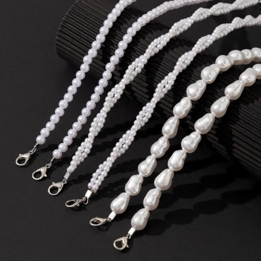 1Pair Fashion Pearl Underwear Straps Replacement Removable Bra Straps Adjustable Shoulder Straps for Women Girls