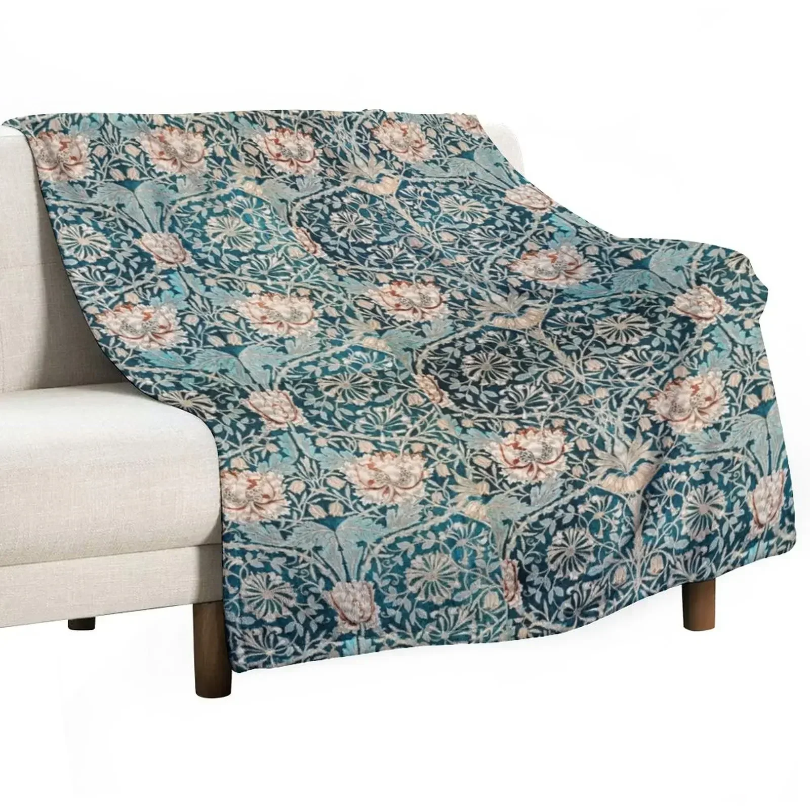 

William Morris Blue Pink Flower Throw Blanket for winter Single Furrys Luxury Blankets