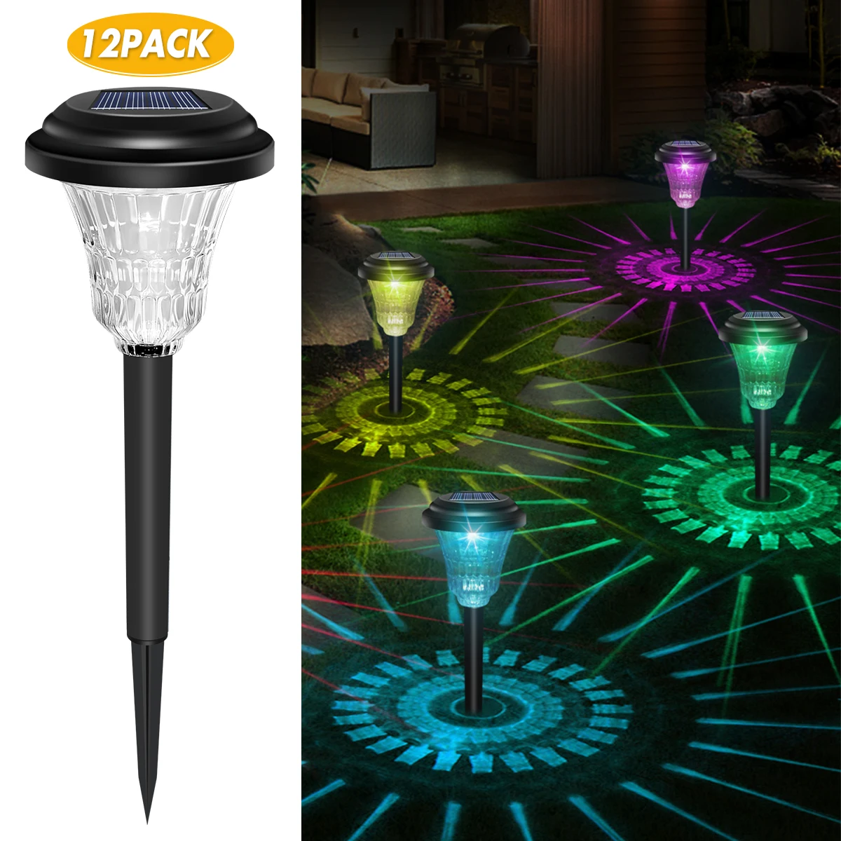 Solar Lights Outdoor Waterproof Bright Solar Pathway Lights Auto On/Off Garden Lights Solar Powered Landscape Lighting for Yard