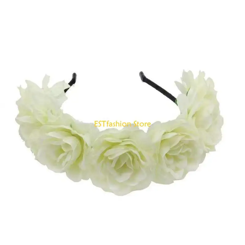 

Y5GC Floral Garlands Crown Hair Wreath Bride Flower Crown Wedding Flower Headbands